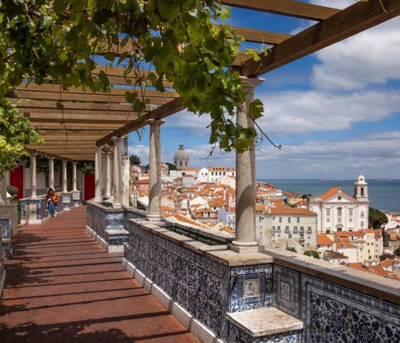 Architecture in Alfama district in Lisbon, Portugal