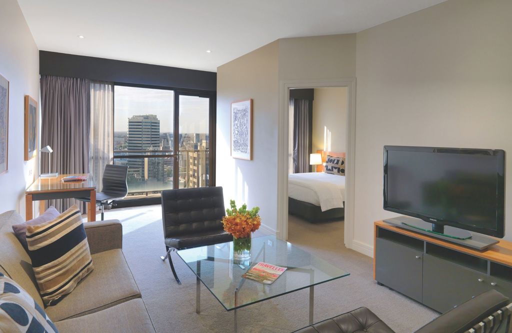 Adina Apartment Hotel Melbourne Two Bedroom Apartment Lounge