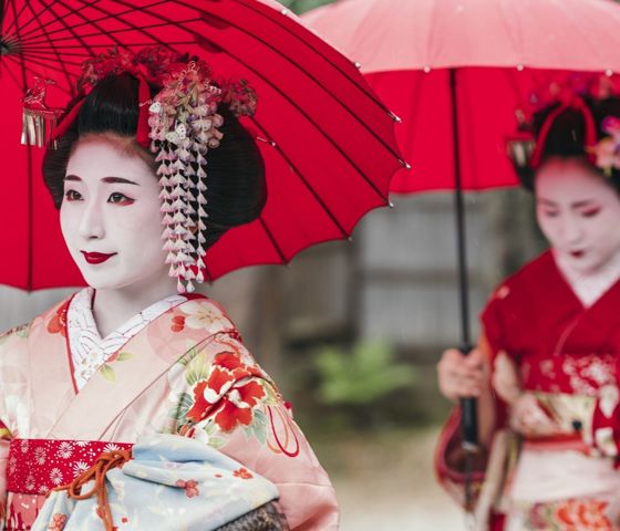Maiko Geisha Walking On A Street Of Gion, Kyoto
