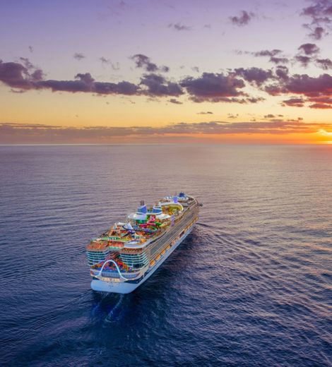 Royal Caribbean Cruise Ship at Sea - sunset