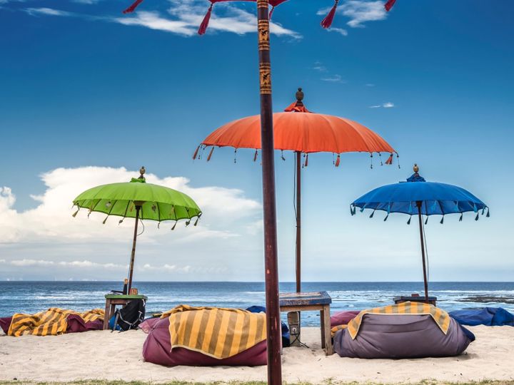 Beach umbrellas on the beach