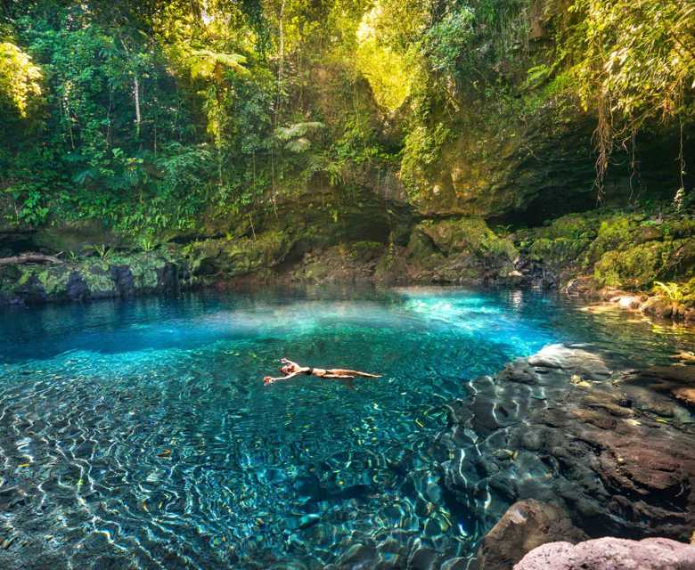 Woman swimming in Savaii
