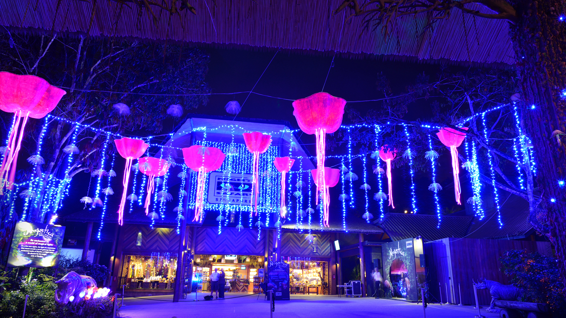 Nightview of Mystica Decorations at Night Safari, Singapore