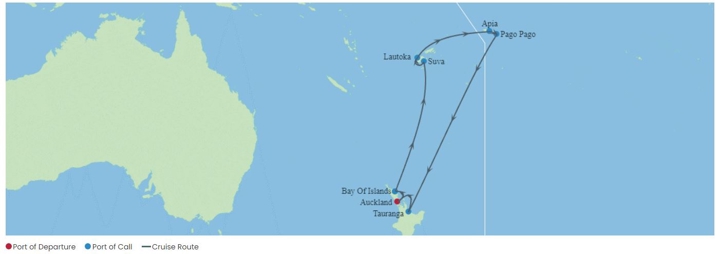 Auckland to Pago Pago Map