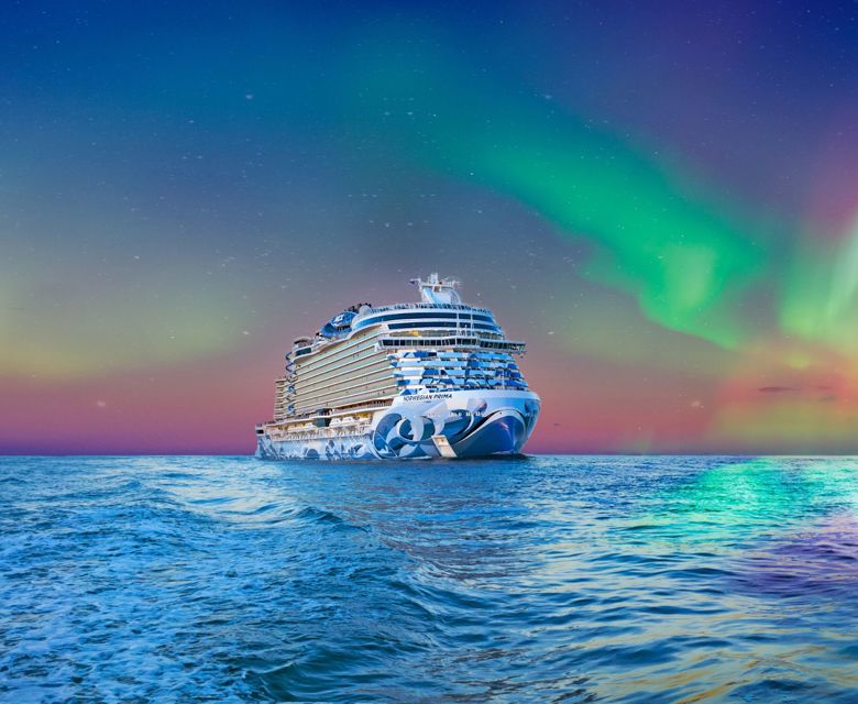 Norwegian Cruise Line NCL PRIMA 0522 Iceland Northern Lights Vertical