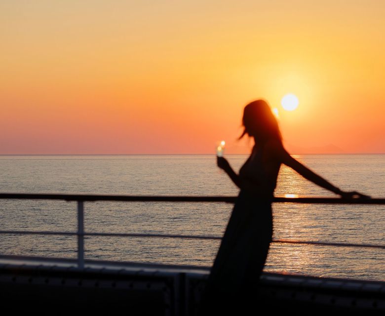 A glass of champagne while cruising the Mediterranean sea