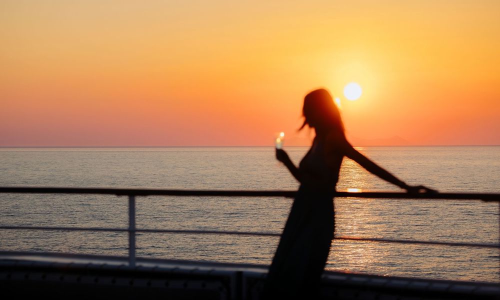 A glass of champagne while cruising the Mediterranean sea