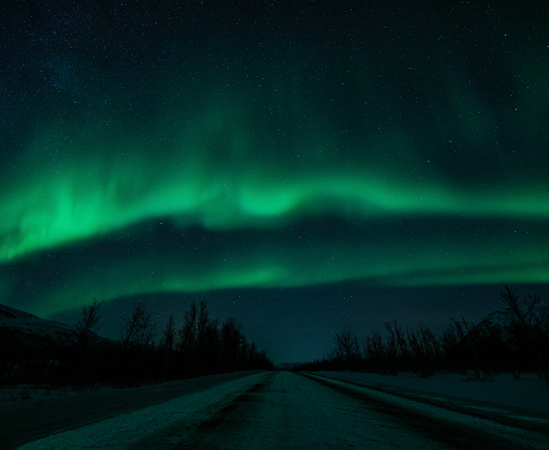 Beautiful Northern lights at the countryside of Tromsø, Norway