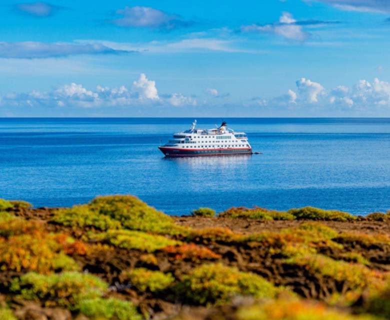 MS Santa Cruz II at the coast of San Cristóbal Island, Galápagos Island, Ecuador