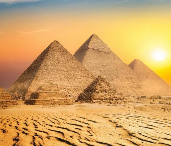 Egypt Pyramids In Sand Desert