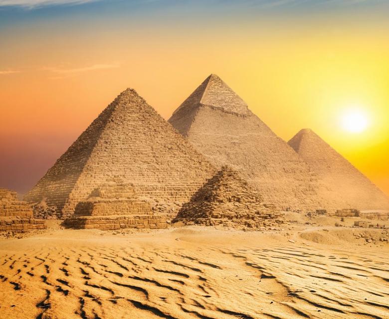 Egypt Pyramids In Sand Desert