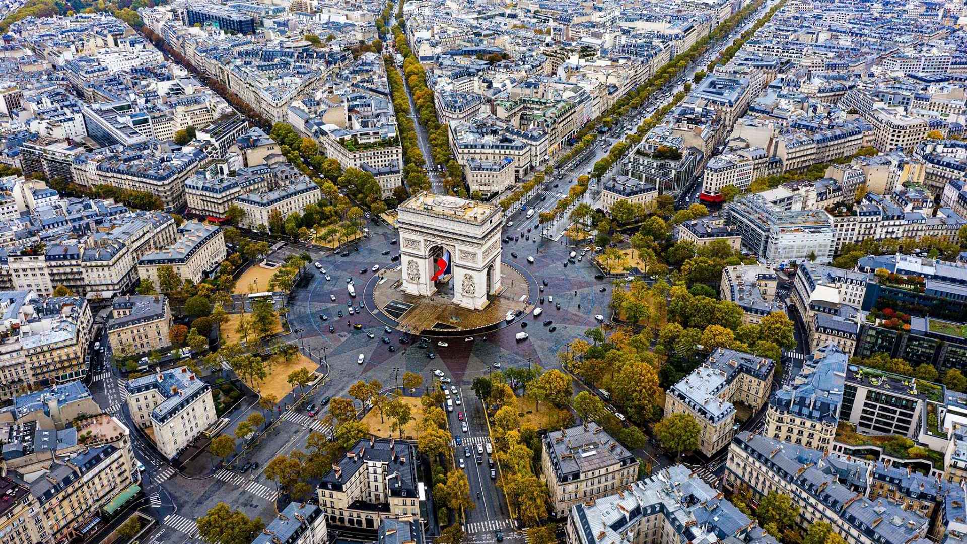 Aerial View Arc De Triomphe Paris 