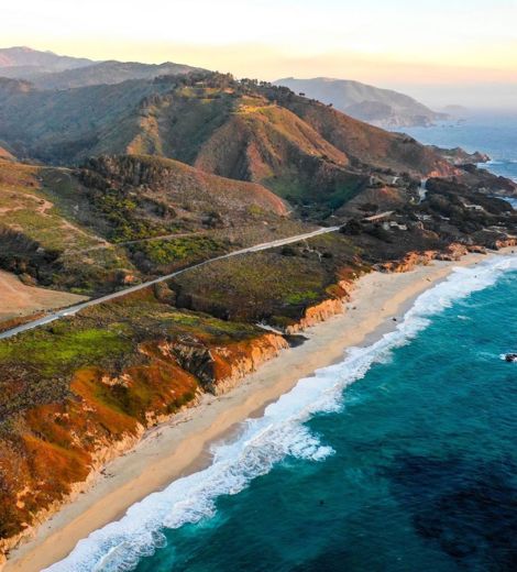 Ariel view of the drive from San Francisco to Big Sur