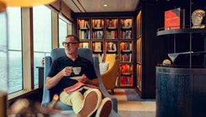 Enjoying quiet moment at Cunard Library 