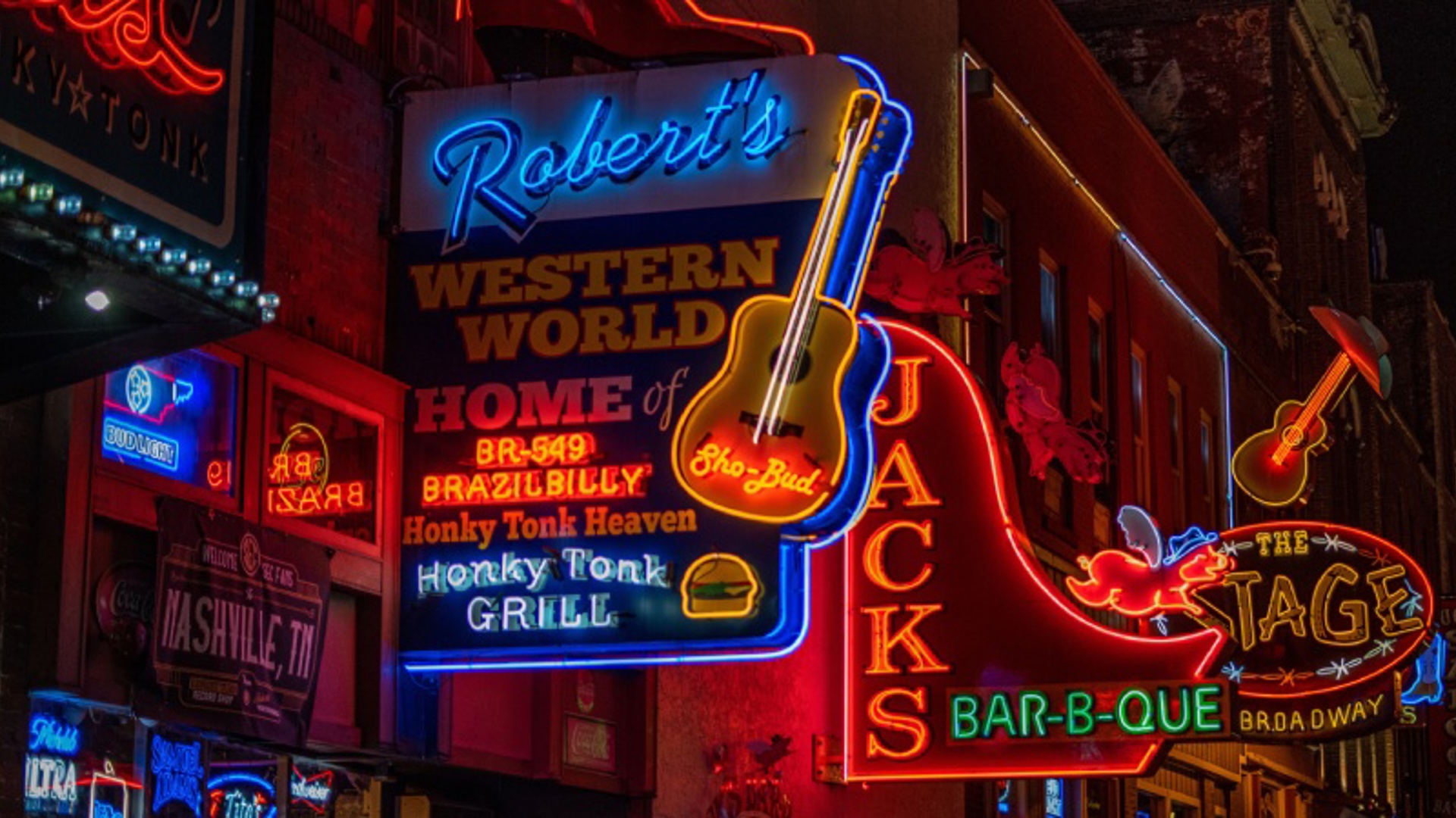 lluminated bar signs in Nashville, USA - Image credit: Unsplash/Mana