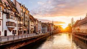 Strasbourg Old Town At Sunset, Alsace, France 