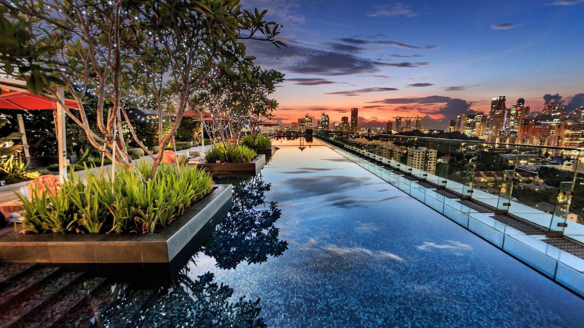 JEN Singapore Pool at Night