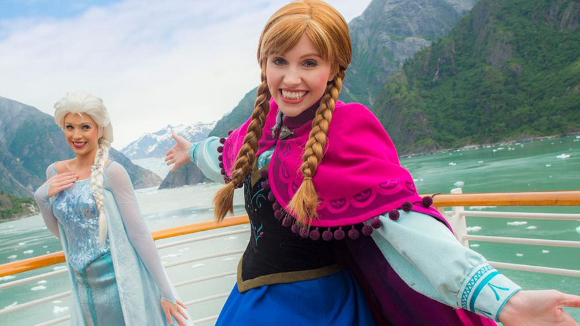 Anna and Elsa on a Disney cruise in Alaska. Image Credit: Disney Cruises