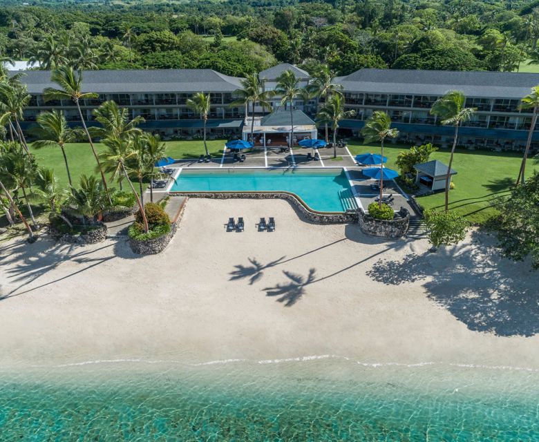 Shangri La Fiji Reef Wing Pool Aerial 