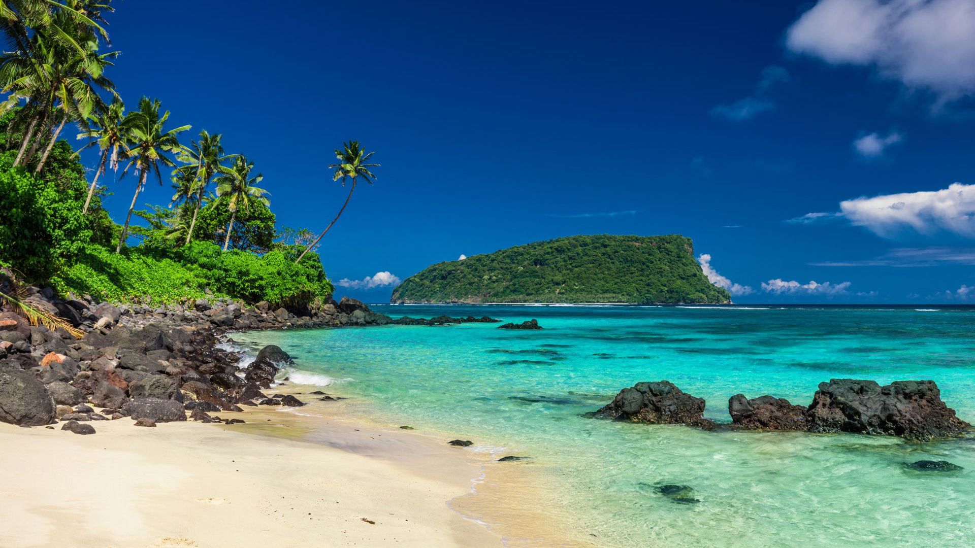 Tropical beach in Samoa, Pacific Islands 