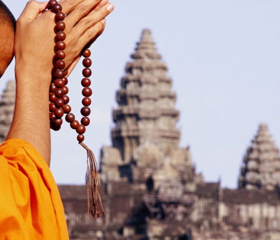  Buddhist Monk Praying at Angkor Wat Cambodia