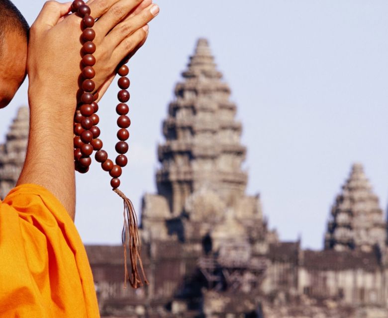  Buddhist Monk Praying at Angkor Wat Cambodia