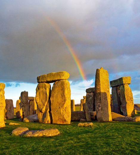 Rainbow behind Stonehenge