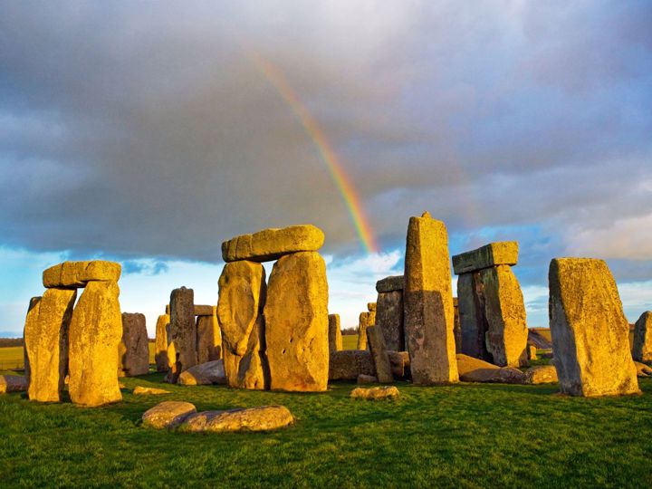 Rainbow behind Stonehenge