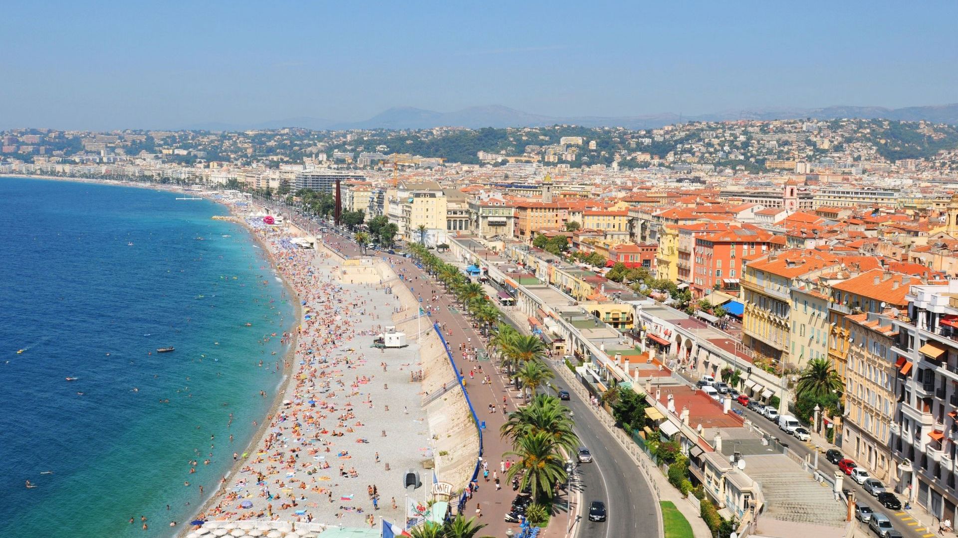 Aerial view of Nice beach France