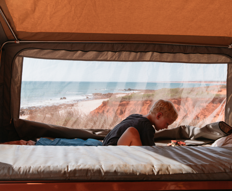 Interior Bedding Safari Camper CR Crikey Camper