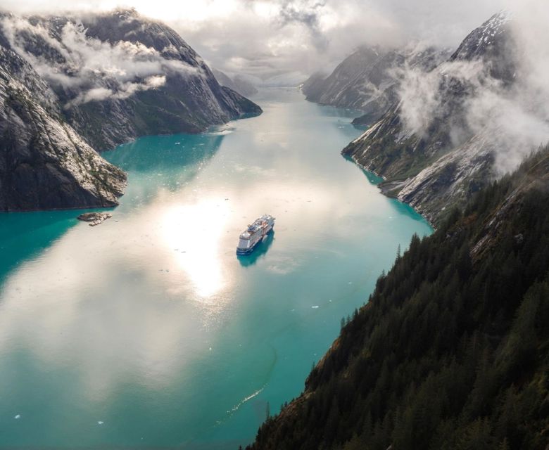 Celebrity Edge Aerial Shot in Alaska Endicott Arm