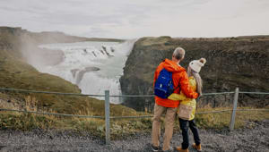 Couple In Iceland Gullfoss