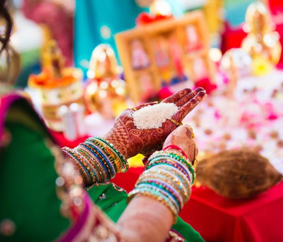 Traditional bride getting ready