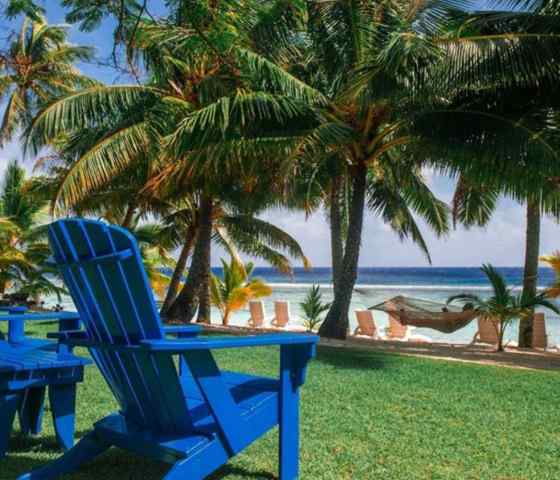 Lawn chairs near the beach